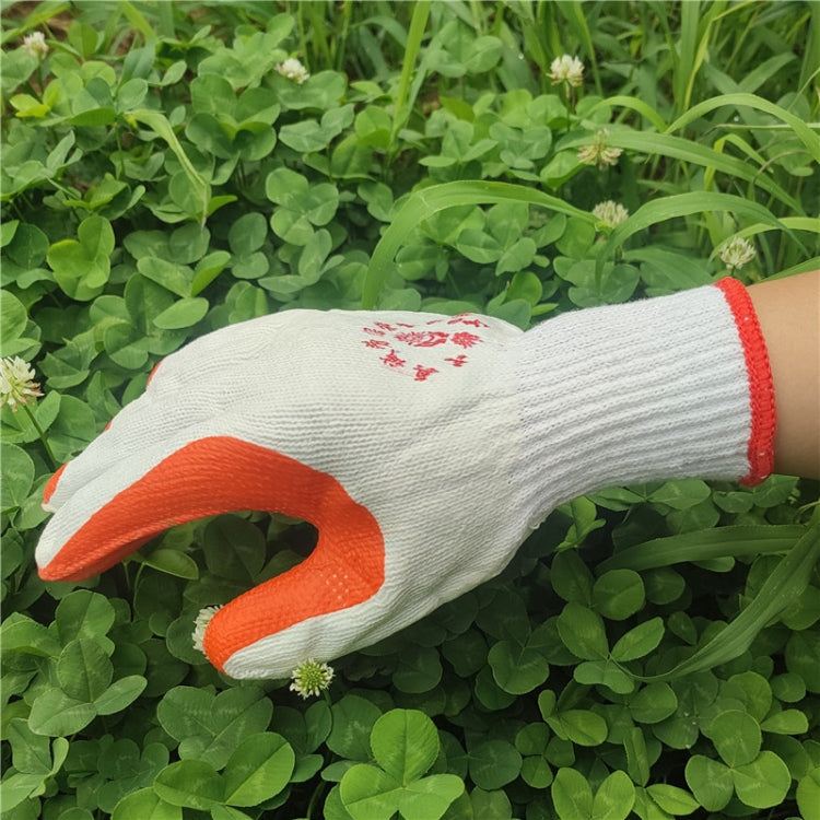 12 Pairs Thickened Rubber Coated Labor Insurance Rubber Gloves, Green, Red