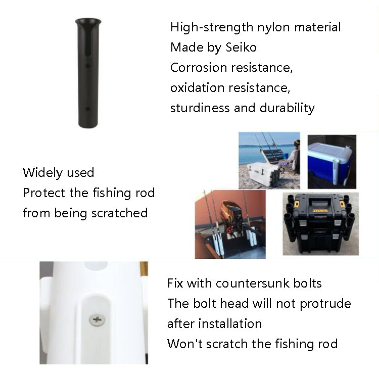 2 PCS Plastic Nylon Single Rod Holder Single Tube Rod Holder Marine Yacht Rod Barrel, Black, White