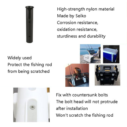 2 PCS Plastic Nylon Single Rod Holder Single Tube Rod Holder Marine Yacht Rod Barrel, Black, White