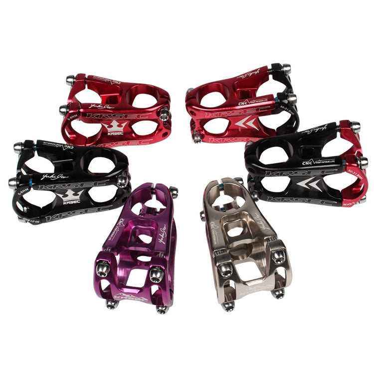 KRSEC CNC Ultra Light Short-Handed Mountain Bike Aluminum Alloy 50mm Riser, Full Black, Full Red, Black Red, Red Black, Purple, Titanium, Electroplating Color