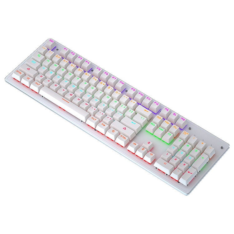 LEAVEN K880 104 Keys Gaming Green Axis Office Computer Wired Mechanical Keyboard, Cabel Length:1.6m, Black, White