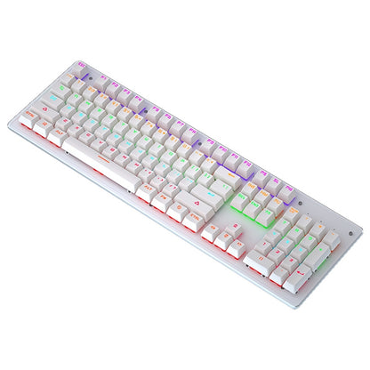 LEAVEN K880 104 Keys Gaming Green Axis Office Computer Wired Mechanical Keyboard, Cabel Length:1.6m, Black, White