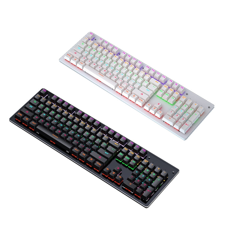 LEAVEN K880 104 Keys Gaming Green Axis Office Computer Wired Mechanical Keyboard, Cabel Length:1.6m, Black, White