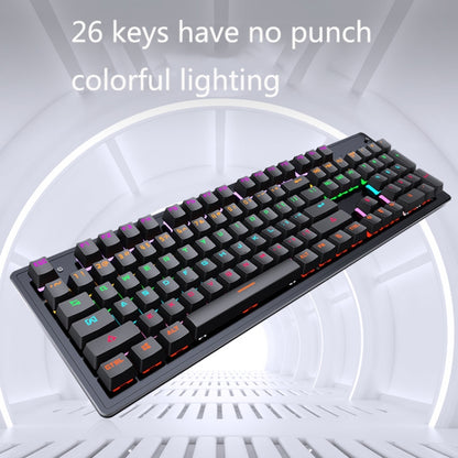 LEAVEN K880 104 Keys Gaming Green Axis Office Computer Wired Mechanical Keyboard, Cabel Length:1.6m, Black, White