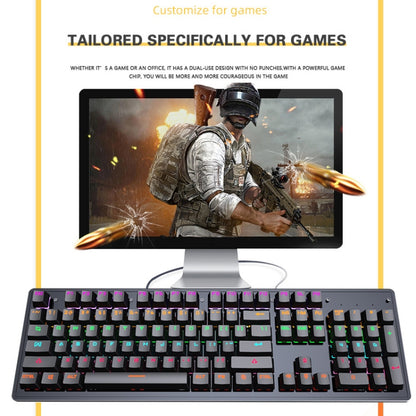 LEAVEN K880 104 Keys Gaming Green Axis Office Computer Wired Mechanical Keyboard, Cabel Length:1.6m, Black, White