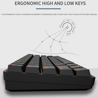 LEAVEN K28 61 Keys Gaming Office Computer RGB Wireless Bluetooth + Wired Dual Mode Mechanical Keyboard, Cabel Length:1.5m, Green Axis (White), Green Axis (Blue), Green Axis (Pink), Red Axis (White), Red Axis (Blue), Red Axis (Pink), Tea Axis (White)   ...