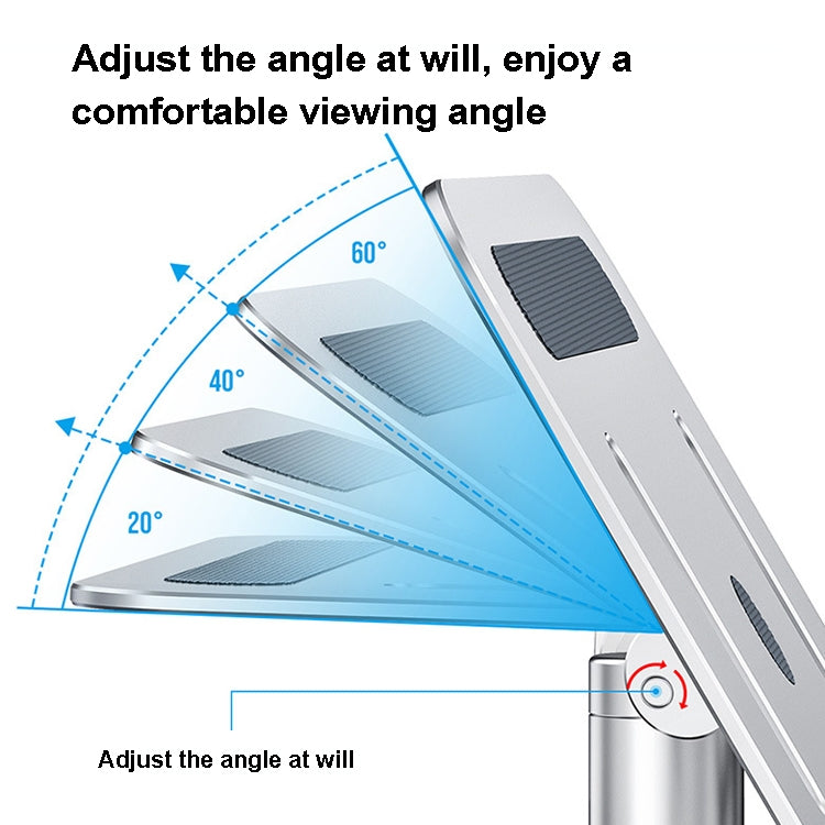 Oatsbasf 03597 Aluminum Alloy Notebook Heightening Bracket Notebook Computer Lifting Heat Dissipation Bracket Mobile Folding Table,Style:, Elite Version-Gray, Deluxe Edition-Silver