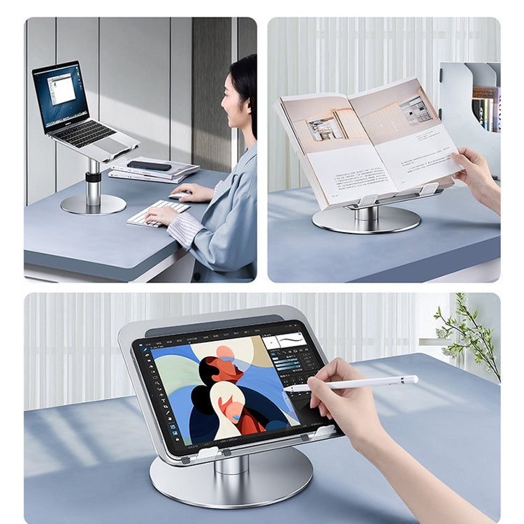 Oatsbasf 03597 Aluminum Alloy Notebook Heightening Bracket Notebook Computer Lifting Heat Dissipation Bracket Mobile Folding Table,Style:, Elite Version-Gray, Deluxe Edition-Silver