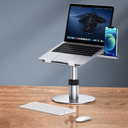 Oatsbasf 03597 Aluminum Alloy Notebook Heightening Bracket Notebook Computer Lifting Heat Dissipation Bracket Mobile Folding Table,Style:, Elite Version-Gray, Deluxe Edition-Silver