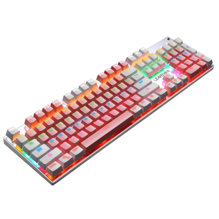 104 Keys Green Shaft RGB Luminous Keyboard Computer Game USB Wired Metal Mechanical Keyboard, Cabel Length:1.5m, Style:, Ordinary Version (White), Double Imposition Version (White Pink), Double Imposition Version (Pink White)...