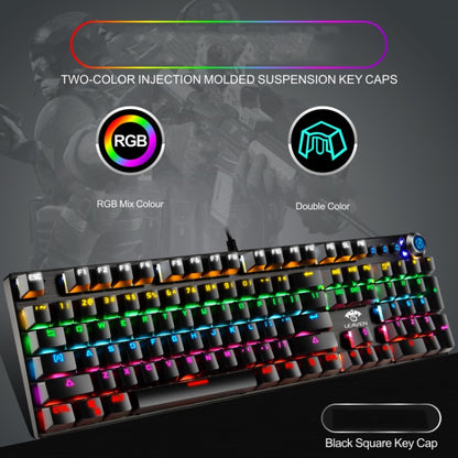 LEAVEN K990 Knob Version 104 Keys Office Computer Game Mechanical Green Axis Wired Keyboard, Cabel Length:1.8m, White, Black