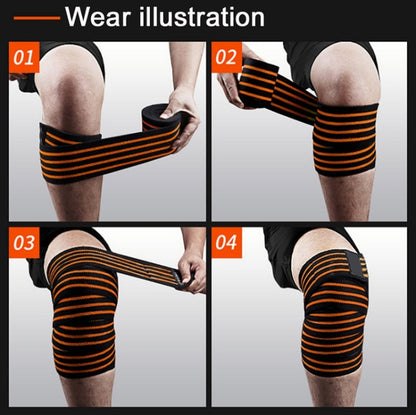 Nylon Four Stripes Bandage Wrapped Sports Knee Pads, Nylon Knee Pads(Black Red), Nylon Knee Pads (Black Yellow), Nylon Knee Pads (Black Light Blue), Nylon Knee Pads (Black Green), Nylon Knee Pads (Black Orange), Nylon Knee Pads (Black Ash)