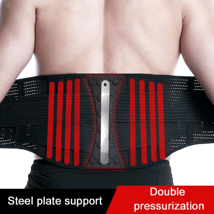Webbing Breathable Waist Belt Squat Weightlifting Fitness Steel Plate Back Support Belt, S, M, L, XL