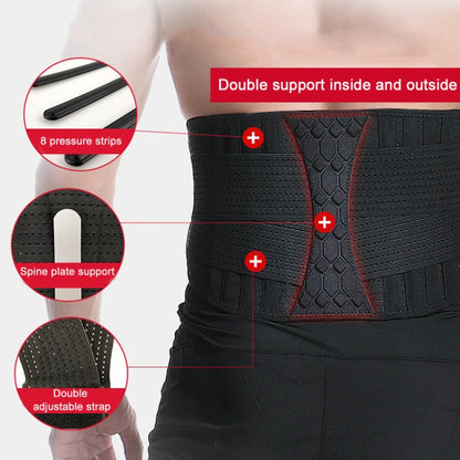 Webbing Breathable Waist Belt Squat Weightlifting Fitness Steel Plate Back Support Belt, S, M, L, XL