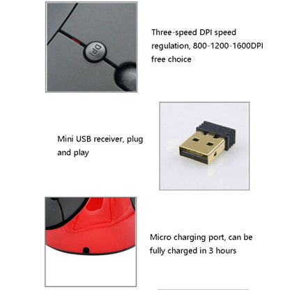 JSY-03 6 Keys Wireless Vertical Charging Mouse Ergonomic Vertical Optical Mouse, White, Red, Purple, Blue, Black, Silver Gray