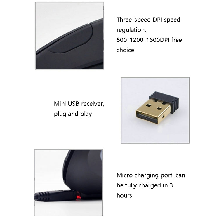 JS-5D 6 Keys 2.4G Ergonomic Vertical Mouse Cross-Border Wireless Charging Mouse