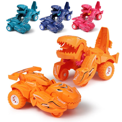 2 PCS Dinosaur Deformation Car Children Inertial Sliding Car Model Toy, Orange, Blue, Rose Red, Cyan