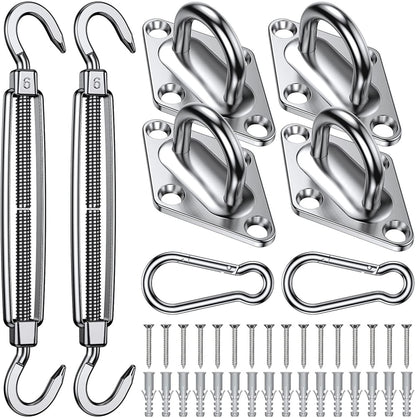 24 in 1 304 Stainless Steel Fixed Shade Sail Accessories Diamond Buckle Flower Basket Spring Buckle, Spec:, 24 PCS / M6 Set