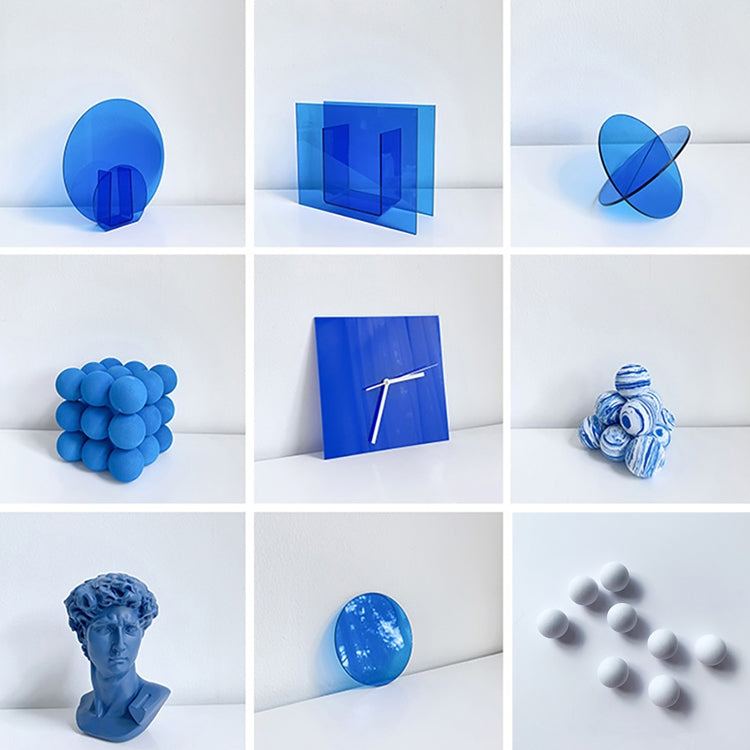 Blue Ball Magic Square Studio Background Ornament Photo Props, Translucent Blue Round Sheet, Translucent Blue Cross Circle, Blue Round Acrylic Ornament, Blue Square Acrylic Ornament, Acrylic Clock, Translucent Acrylic Clock, Blue Ball Rubik Cube...