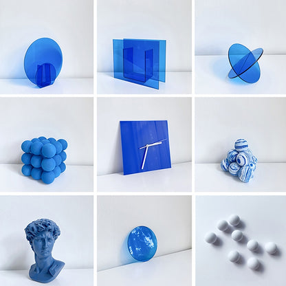 Blue Ball Magic Square Studio Background Ornament Photo Props, Translucent Blue Round Sheet, Translucent Blue Cross Circle, Blue Round Acrylic Ornament, Blue Square Acrylic Ornament, Acrylic Clock, Translucent Acrylic Clock, Blue Ball Rubik Cube...