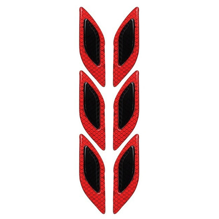 2 Sets Carbon Fiber Warning Sticker Car Anti-Collision Strip Leaf Plate Reflective Sticker Hood Light Eyebrow Anti-Collision Drops Sticker, 6 PCS (Red), 6 PCS (White), 6 PCS  (Blue), 6 PCS  (Yellow), 6 PCS  (Fluorescent Yellow), 4 PCS   (Bumper Red)