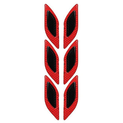 2 Sets Carbon Fiber Warning Sticker Car Anti-Collision Strip Leaf Plate Reflective Sticker Hood Light Eyebrow Anti-Collision Drops Sticker, 6 PCS (Red), 6 PCS (White), 6 PCS  (Blue), 6 PCS  (Yellow), 6 PCS  (Fluorescent Yellow), 4 PCS   (Bumper Red)