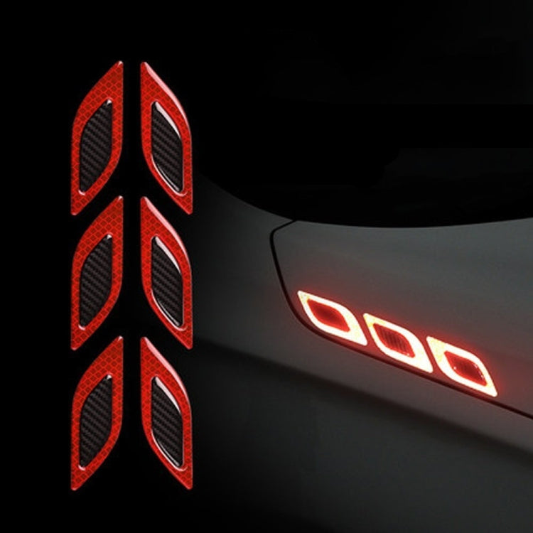 2 Sets Carbon Fiber Warning Sticker Car Anti-Collision Strip Leaf Plate Reflective Sticker Hood Light Eyebrow Anti-Collision Drops Sticker, 6 PCS (Red), 6 PCS (White), 6 PCS  (Blue), 6 PCS  (Yellow), 6 PCS  (Fluorescent Yellow), 4 PCS   (Bumper Red)