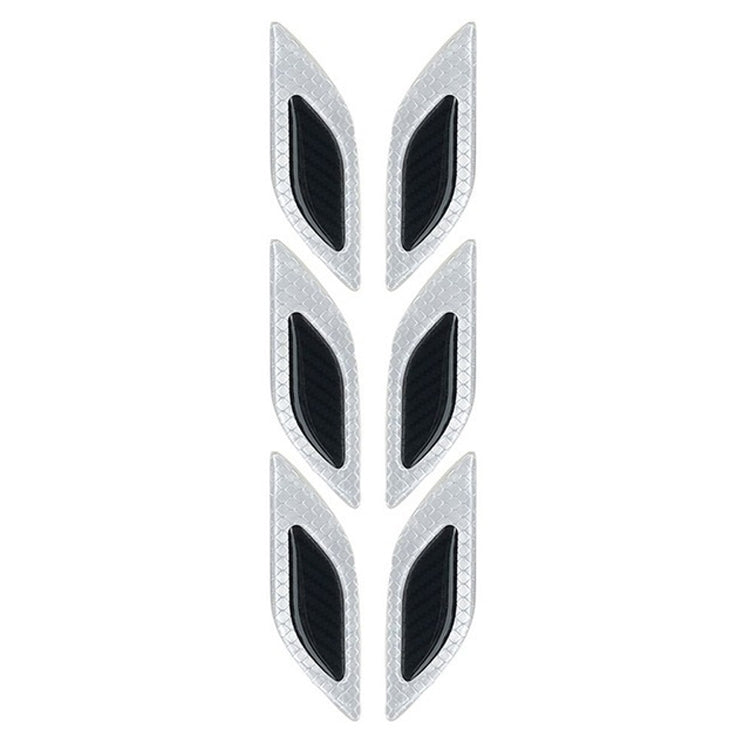 2 Sets Carbon Fiber Warning Sticker Car Anti-Collision Strip Leaf Plate Reflective Sticker Hood Light Eyebrow Anti-Collision Drops Sticker, 6 PCS (Red), 6 PCS (White), 6 PCS  (Blue), 6 PCS  (Yellow), 6 PCS  (Fluorescent Yellow), 4 PCS   (Bumper Red)
