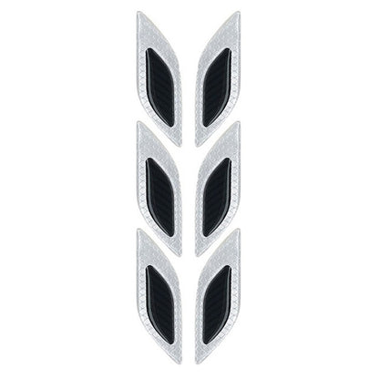 2 Sets Carbon Fiber Warning Sticker Car Anti-Collision Strip Leaf Plate Reflective Sticker Hood Light Eyebrow Anti-Collision Drops Sticker, 6 PCS (Red), 6 PCS (White), 6 PCS  (Blue), 6 PCS  (Yellow), 6 PCS  (Fluorescent Yellow), 4 PCS   (Bumper Red)