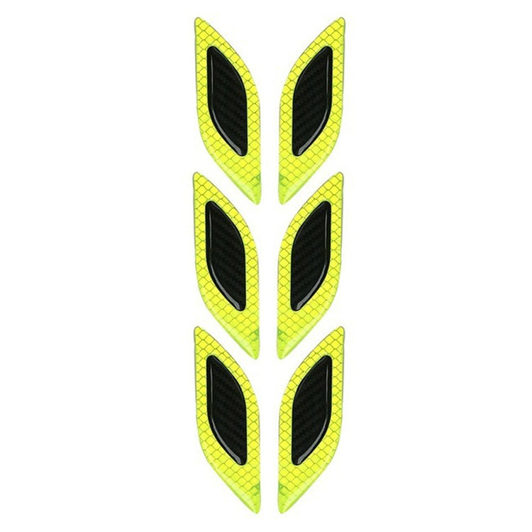 2 Sets Carbon Fiber Warning Sticker Car Anti-Collision Strip Leaf Plate Reflective Sticker Hood Light Eyebrow Anti-Collision Drops Sticker, 6 PCS (Red), 6 PCS (White), 6 PCS  (Blue), 6 PCS  (Yellow), 6 PCS  (Fluorescent Yellow), 4 PCS   (Bumper Red)