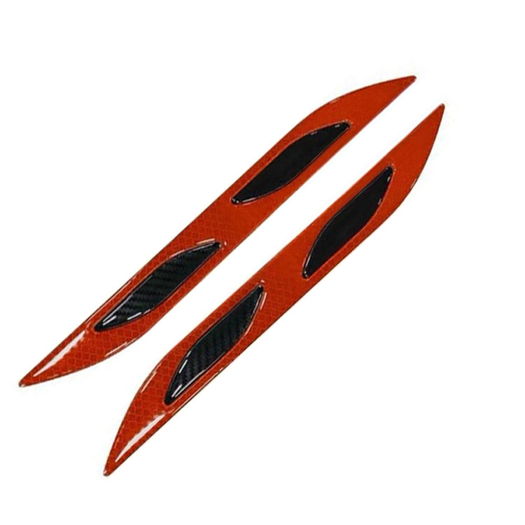 2 Sets Carbon Fiber Warning Sticker Car Anti-Collision Strip Leaf Plate Reflective Sticker Hood Light Eyebrow Anti-Collision Drops Sticker, 6 PCS (Red), 6 PCS (White), 6 PCS  (Blue), 6 PCS  (Yellow), 6 PCS  (Fluorescent Yellow), 4 PCS   (Bumper Red)
