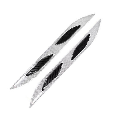 2 Sets Carbon Fiber Warning Sticker Car Anti-Collision Strip Leaf Plate Reflective Sticker Hood Light Eyebrow Anti-Collision Drops Sticker, 6 PCS (Red), 6 PCS (White), 6 PCS  (Blue), 6 PCS  (Yellow), 6 PCS  (Fluorescent Yellow), 4 PCS   (Bumper Red)