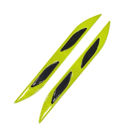 2 Sets Carbon Fiber Warning Sticker Car Anti-Collision Strip Leaf Plate Reflective Sticker Hood Light Eyebrow Anti-Collision Drops Sticker, 6 PCS (Red), 6 PCS (White), 6 PCS  (Blue), 6 PCS  (Yellow), 6 PCS  (Fluorescent Yellow), 4 PCS   (Bumper Red)