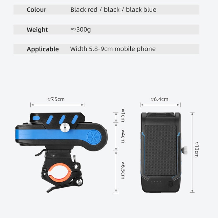 BG-2021 Bicycle Front Light 4 In 1 Mobile Phone Holder Horn Light Mountain Bike Front Light, 2400 MAH Black, 2400 MAH Red, 2400 MAH Blue, 4000 MAH Black, 4000 MAH Red, 4000 MAH Blue