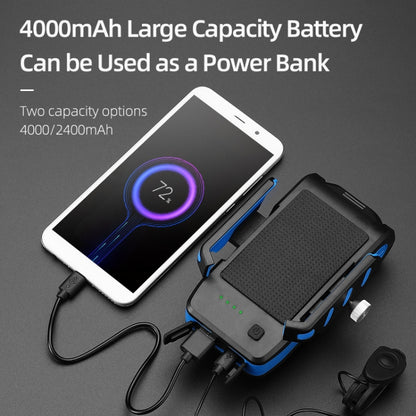 BG-2021 Bicycle Front Light 4 In 1 Mobile Phone Holder Horn Light Mountain Bike Front Light, 2400 MAH Black, 2400 MAH Red, 2400 MAH Blue, 4000 MAH Black, 4000 MAH Red, 4000 MAH Blue