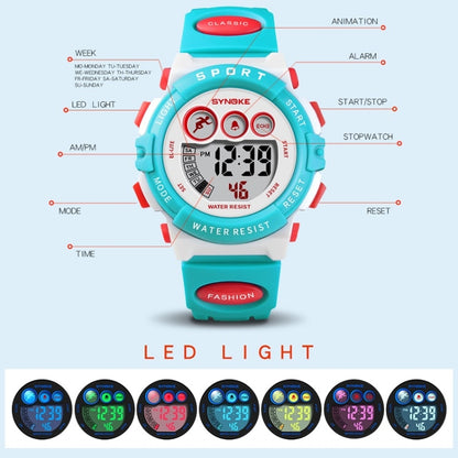 SYNOKE 9802 Children Sports Waterproof Digital Watch, Blue White, Blue Orange, Black Blue