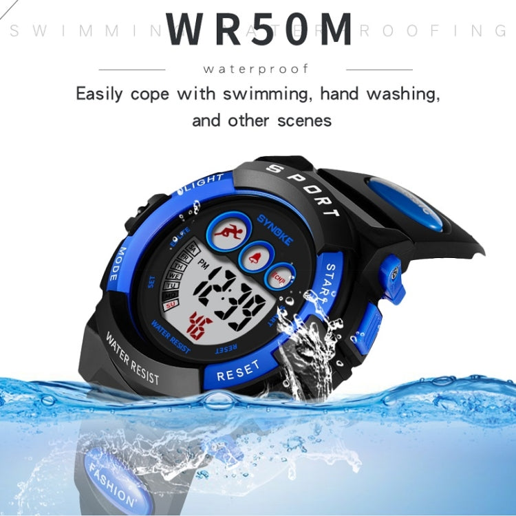 SYNOKE 9802 Children Sports Waterproof Digital Watch, Blue White, Blue Orange, Black Blue