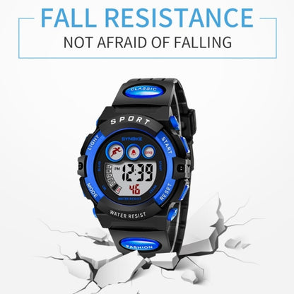 SYNOKE 9802 Children Sports Waterproof Digital Watch, Blue White, Blue Orange, Black Blue