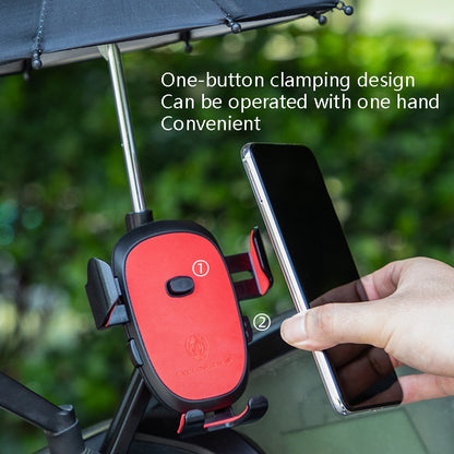 CYCLINGBOX BG-2935 Bicycle Mobile Phone Bracket With Umbrella Waterproof Navigation Electric Car Mobile Phone Frame, Style:, Handlebar Installation (Black), Handlebar Installation (Red), Handlebar Installation (Blue), Handlebar Installation (Yellow)