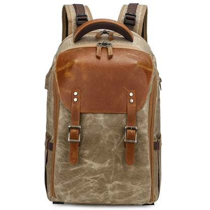 K805 Waterproof Batik Canvas Camera Backpack Outdoor Liner Shoulder Photography Bag, Blue, Khaki, Soil Yellow, Grey