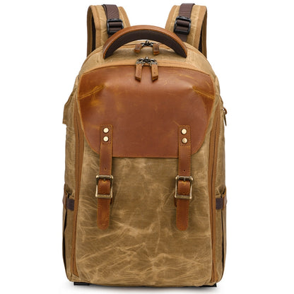 K805 Waterproof Batik Canvas Camera Backpack Outdoor Liner Shoulder Photography Bag, Blue, Khaki, Soil Yellow, Grey