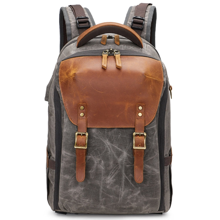 K805 Waterproof Batik Canvas Camera Backpack Outdoor Liner Shoulder Photography Bag, Blue, Khaki, Soil Yellow, Grey