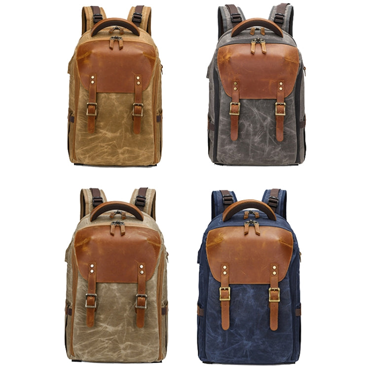 K805 Waterproof Batik Canvas Camera Backpack Outdoor Liner Shoulder Photography Bag, Blue, Khaki, Soil Yellow, Grey