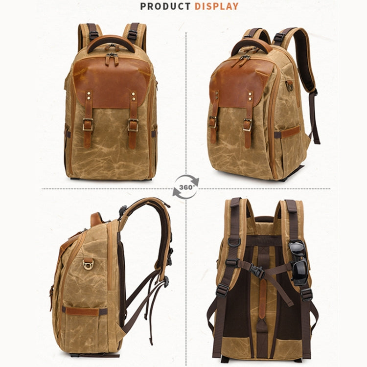 K805 Waterproof Batik Canvas Camera Backpack Outdoor Liner Shoulder Photography Bag, Blue, Khaki, Soil Yellow, Grey