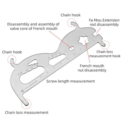 CYCLINGBOX Mountain Bicycle Chain Wear Measuring Ruler Measuring Chain Ruler Inspection Tool, CYCLINGBOX Measuring Ruler