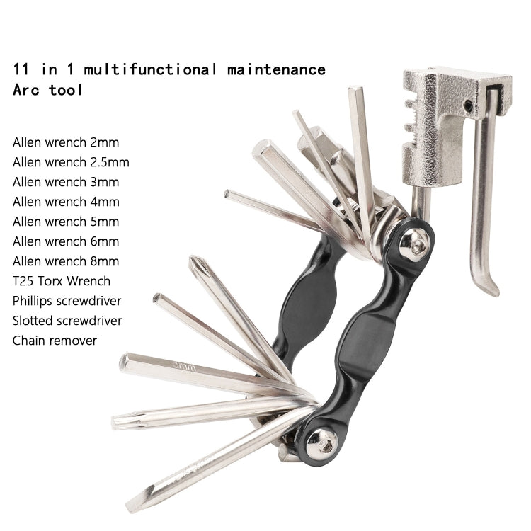 BG-9835D Bicycle Multi-Function Maintenance Curved 11 In 1 Tool Mountain Highway Bike With Interception Machine Combination Tool, BG-9835D(black), BG-9835D(Red), BG-9835D(blue), BG-9835D(silver), BG-9835D(gold)