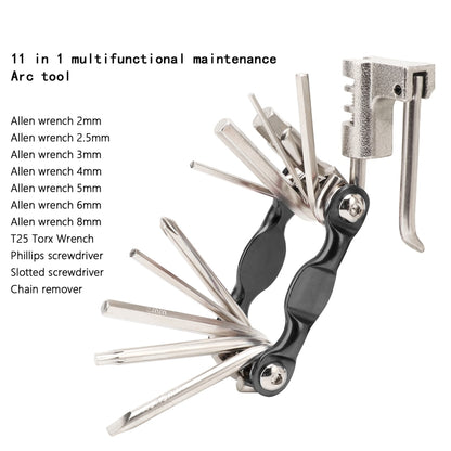 BG-9835D Bicycle Multi-Function Maintenance Curved 11 In 1 Tool Mountain Highway Bike With Interception Machine Combination Tool, BG-9835D(black), BG-9835D(Red), BG-9835D(blue), BG-9835D(silver), BG-9835D(gold)