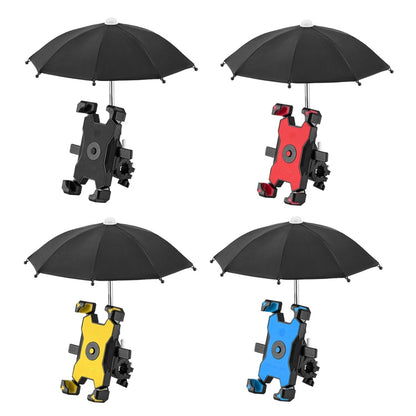 CYCLINGBOX Bicycle Mobile Phone Bracket With Parasol Rider Mobile Phone Frame, Style:, Handlebar Installation (Black), Handlebar Installation (Red), Handlebar Installation (Yellow), Handlebar Installation (Bue), Rearview Mirror Installation (Black)