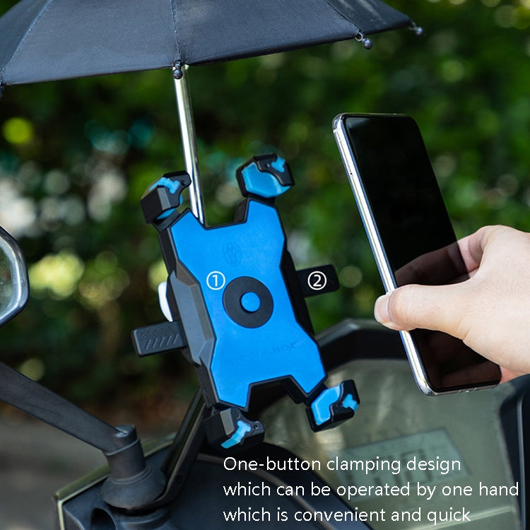 CYCLINGBOX Bicycle Mobile Phone Bracket With Parasol Rider Mobile Phone Frame, Style:, Handlebar Installation (Black), Handlebar Installation (Red), Handlebar Installation (Yellow), Handlebar Installation (Bue), Rearview Mirror Installation (Black)
