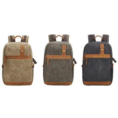 D1383 Outdoor SLR Digital Camera Backpack Waterproof Batik Canvas Camera Bag, Khaki, Green, Gray